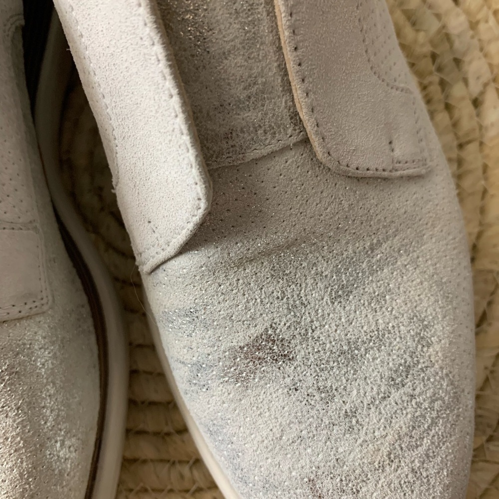 Geox Respira distressed silver leather slip ons - Picture 3 of 7